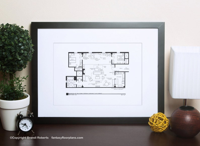 How I Met Your Mother Apartment Floor Plan for Ted Mosby - Hand-drawn - Modern Art Print - Minimalist Print - Modern Wall Art - Great Gift! 