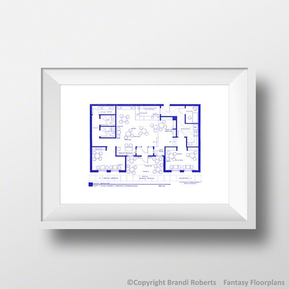 Cafe Nervosa Blueprint Floor Plan Frasier Crane Tv Show Etsy