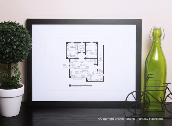 Friends Tv Show Apartment Floor Plan For Ross Geller Unique Etsy