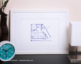 Seinfeld Apartment Layout - TV Show Floor Plan - BluePrint Poster Art for Sitcom Apartment of Jerry Seinfeld - Seinfeld Poster