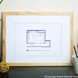 X-Files XFiles Mulder&#39;s Office TV Show Poster - Blueprint - Scully and Mulder -  Gift for him - Science Fiction Art Poster - Birthday Gift