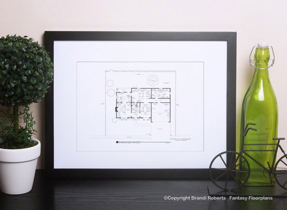 The Simpsons House Floor Plan Blackline Poster For Home Of Etsy