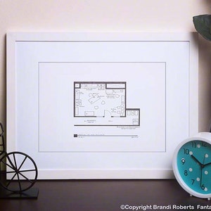 X-Files Agent Fox Mulder&#39;s Office Floor Plan Black - Hand-Drawn Art Poster - NBC Today Show Featured Artist!  Gift for him - Christmas Gift