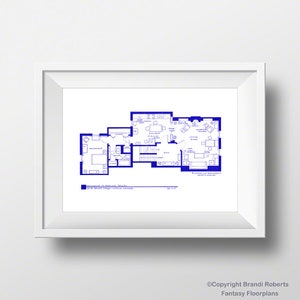 Sherlock Holmes Apartment Blue Print, Hand-Drawn Art, Gift ideas for dad, Gift ideas for boyfriend, Gift ideas for brother, Unique Gift