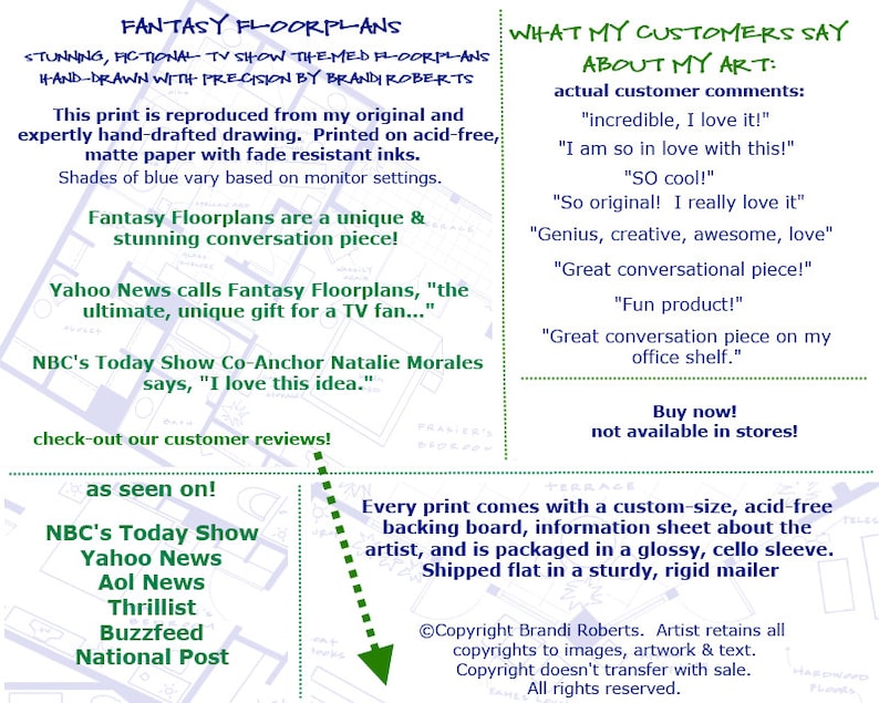 How I Met Your Mother Apartments Blueprint Poster SET Four Floor Plans for Homes of Ted Mosby, Robin, Lily, Marshall, Barney Great gift image 9