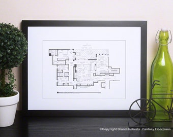 Megan and Don Draper Apartment Floor Plan Poster - Mad Men Blackline Print - Hand-Drawn - Mad Men Gift - Gifts under 50 - Modern wall art