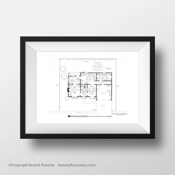 The Simpsons House Floor Plan Blackline Poster For Home Of Etsy