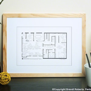 The Office TV Show Office Floor Plan | Dunder Mifflin Scranton Office Layout | Gift for the Office TV Show | The Office Poster | Black