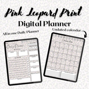 Pink Leopard Print Digitaler Planer, Undatiert, Goodnotes Planer, iPad Planer, Planer Einlage