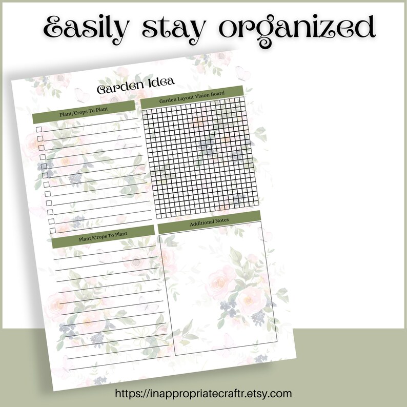 Undated Floral Garden Planner Digital Printable PDF PNG Goodnotes - Etsy