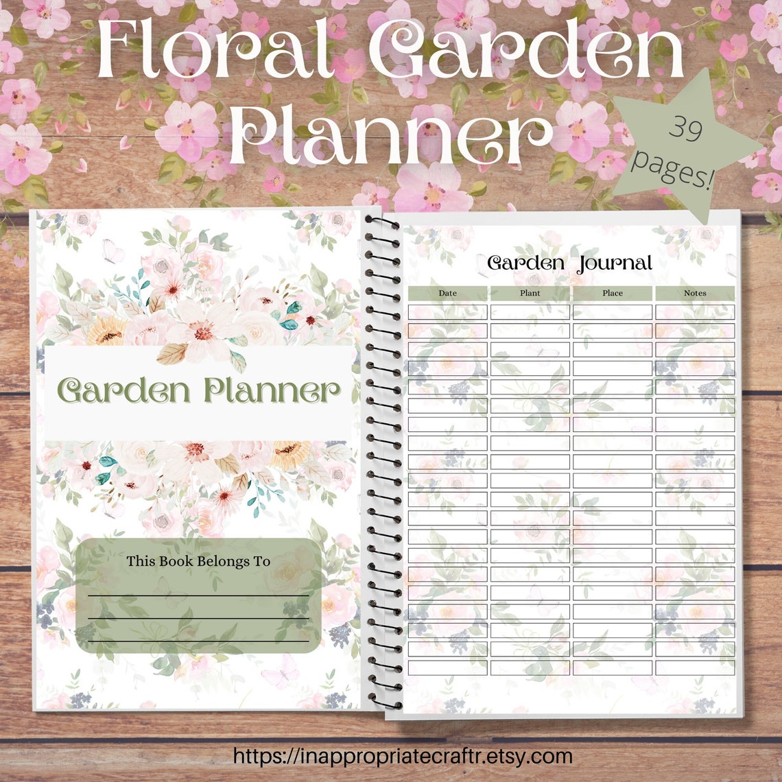 Undated Floral Garden Planner Digital Printable PDF PNG Goodnotes - Etsy