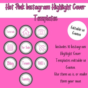 Canva Editable Hot Pink & White Instagram Highlight Cover Templates