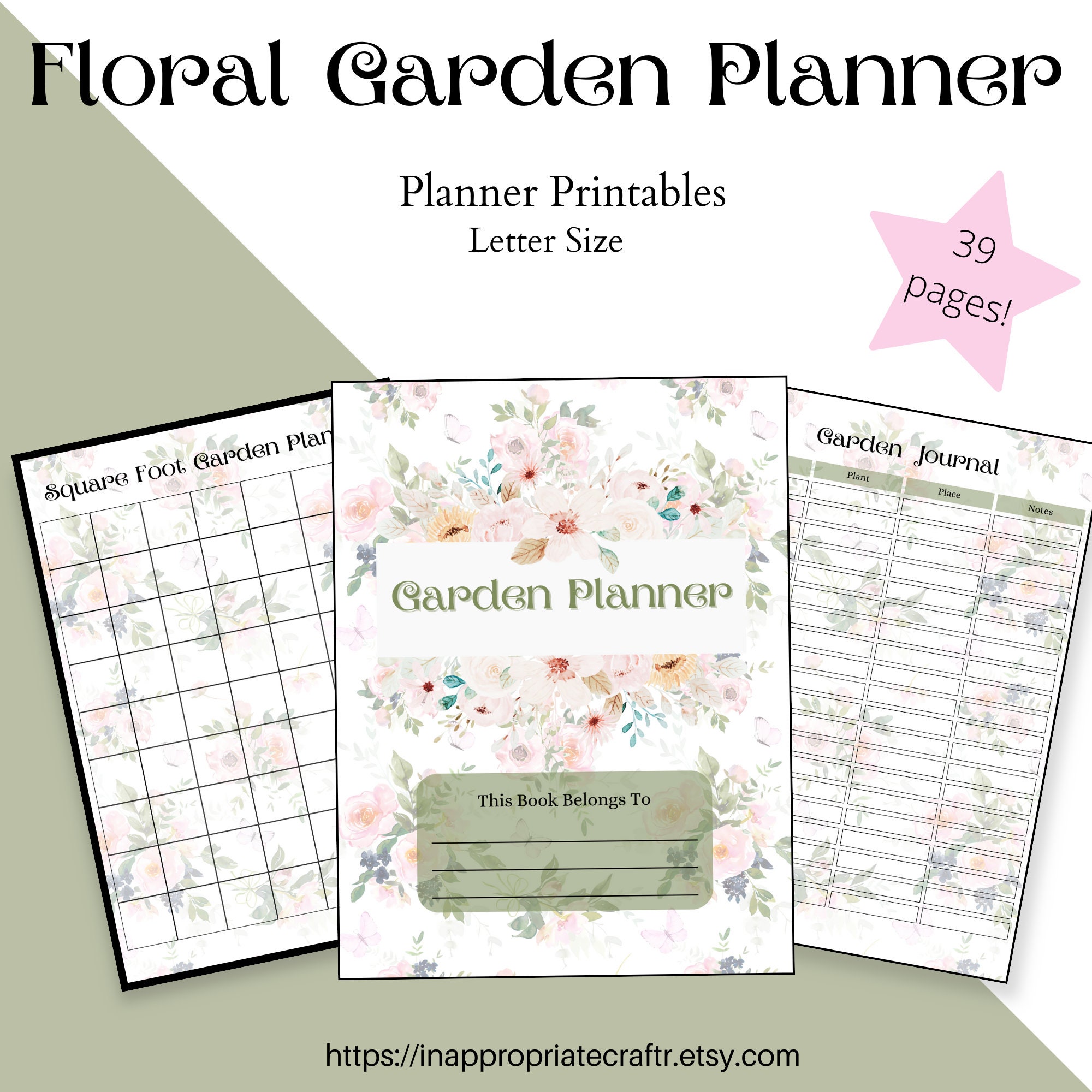 Undated Floral Garden Planner Digital Printable PDF PNG Goodnotes - Etsy