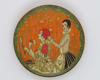 Vintage 1920's Richard Hudnut Three Flowers Face Powder Tin Sample Rouge Powder Tin Powder Compact Art Deco Powder Compact