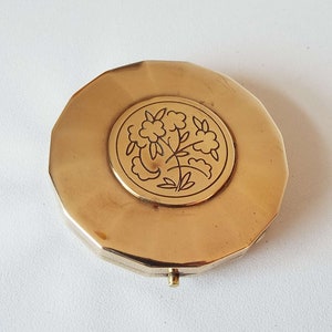 Vintage Yardley Powder Compact Gold Tone With Flowers Vanity Case Vanity Storage Make-Up