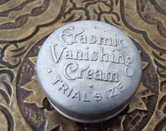 Antique Erasmic Vanishing Cream Trial Size Tin Face Cream Make-Up Vanity Storage Vintage Edwardian  Tin 1910's Face Cream Tin
