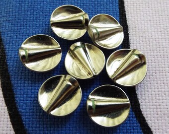 Vintage Art Deco Buttons Machine Age Silver Tone Metal Buttons Haberdashery Sewing Dress Shirt Blouse Buttons Clothing Buttons Group Of 7