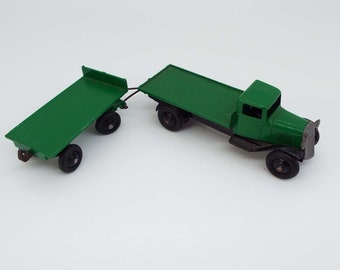 Vintage Dinky Toys 25c Flat Bed Truck & 25g Trailer Post War Dinky Toys Meccano Ltd Push Pull Vehicle Collectable Toy