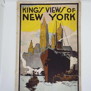 Libro vintage Viste del re di New York William Wirt Mills Manhattan Post Card Co Statua della Libertà Manhattan Brooklyn Riferimento fotografico
