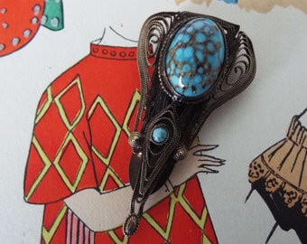 Clip de robe Art Nouveau antique Clip de vêtements en filigrane Accessoire de mode Clip de pull écharpe des années 1910