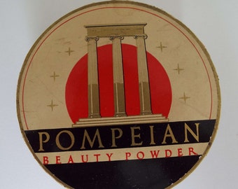 Rare Vintage 1930's Pompeian Beauty Powder Box Face Powder Make-Up Cosmetics Vanity Storage