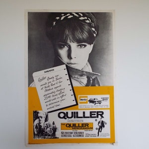 Póster vintage de 1966, El memorando de Quiller, póster de película, Reino Unido, Doble corona, Alec Guinness, George Segal, Senta Berger, Neo Noir, espía, suspenso