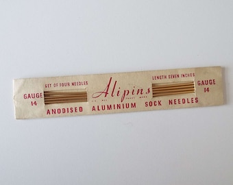 Vintage 1950 Alipins Anodised Aluminio Sock Needles Knitting Needles Craft