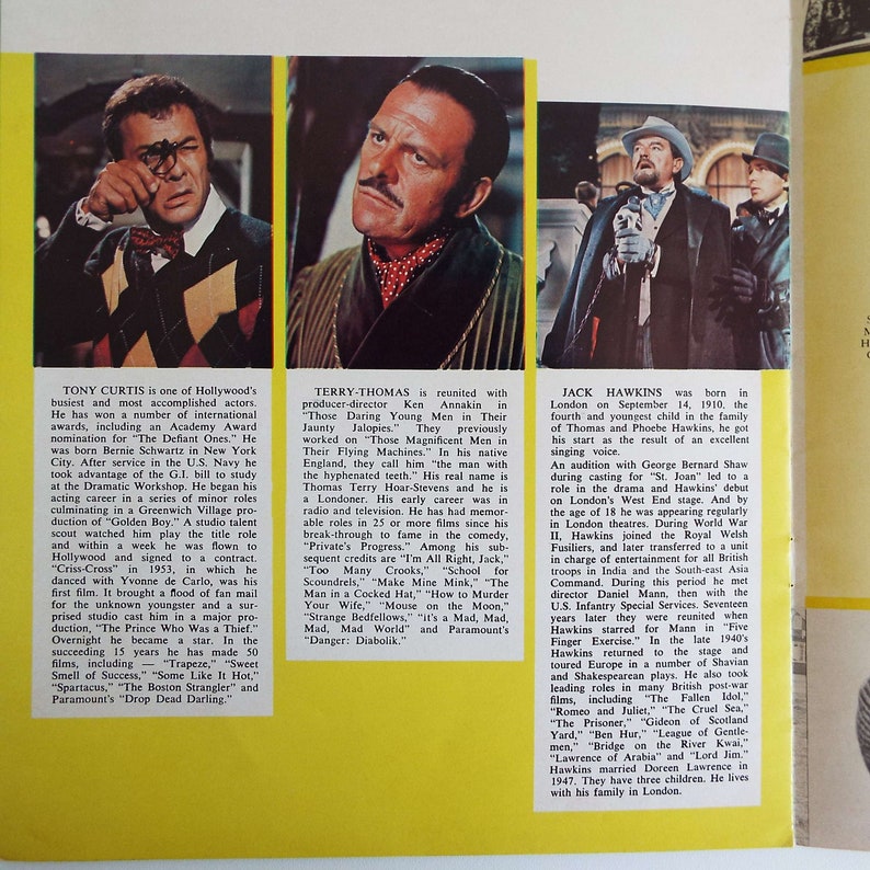 Vintage 1969 Those Daring Young men in Their Jaunty Jalopies Film Movie Programme Souvenir Program Susan Hampshire Tony Curtis Eric Sykes