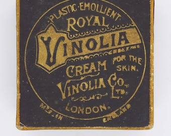Antique Royal Vinolia Plastic Emollient Cream For The Skin Box Advertising Packaging Box Vanity Storage WWI Era