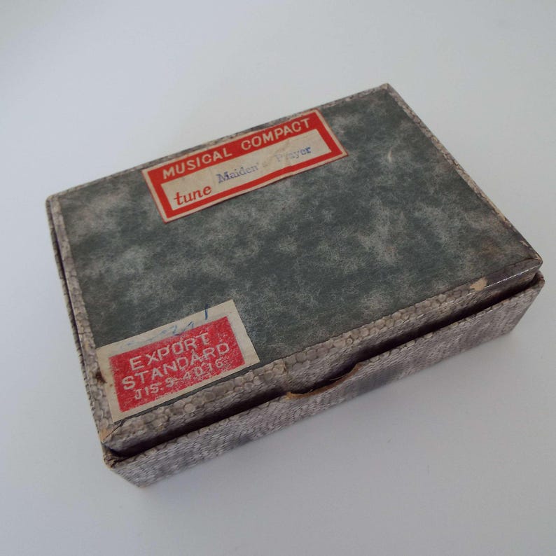 Musical Compact Vintage Damascene Musical Powder Compact in Original Box, Mount Fuji ...
