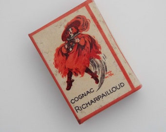 Antique Cognac Richarpailloud Matchbox Cover Tobacciana French Cognac  Matchbox Advertising