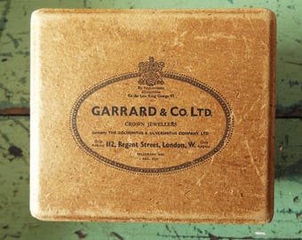 Scatola di presentazione vintage Garrard & Co Ltd, scatola esterna, gioielli della Corona, scatola per orologi e gioielli del defunto re Giorgio VI, oggetti da collezione
