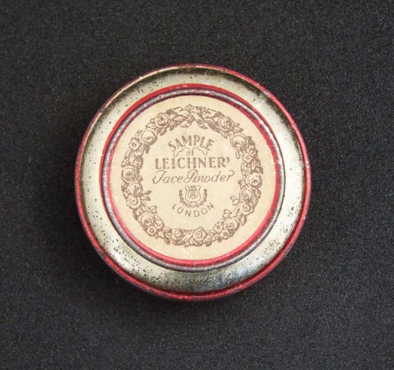 Vintage Leichner Face Powder Sample Tin Theatrical Make-Up Vanity Storage Leichner's Fett Powder 1920's Face Powder Tin Powder Box