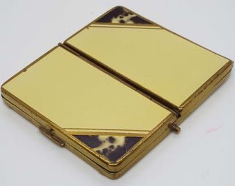 Vintage Japanese Art Deco Powder Compact & Cigarette Case, 1930s Vanity