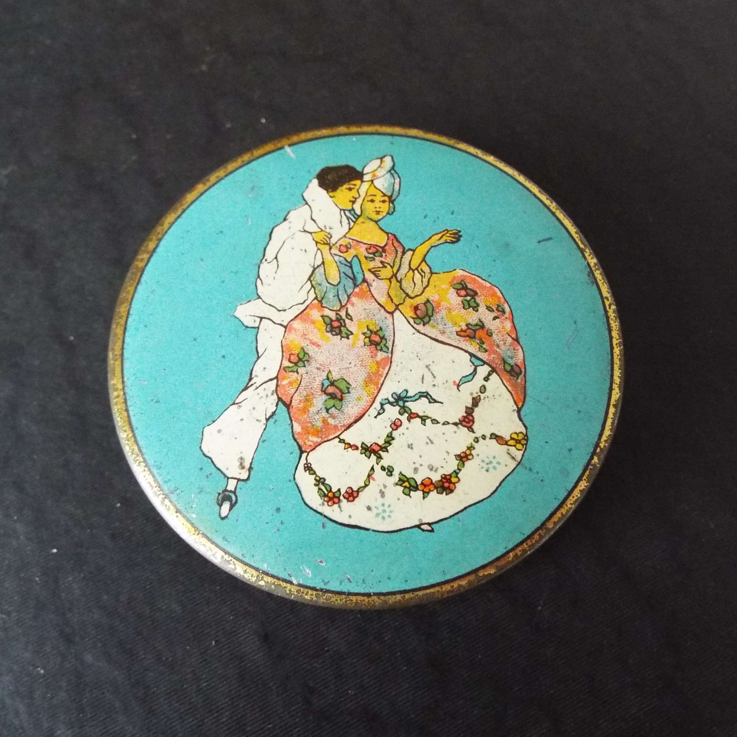 Antique Herbert Roystone Face Powder Tin La May Sport Tin Compact Vanity Poudre L'Ame Vanity Storage Edwardian Tin 1917 Book Piece