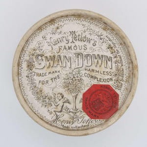 Vintage 1920&#39;s Face Powder Box Henry Tetlow&#39;s Swan Down Face Powder Box Unopened Vanity Storage Rare Antique Powder Box
