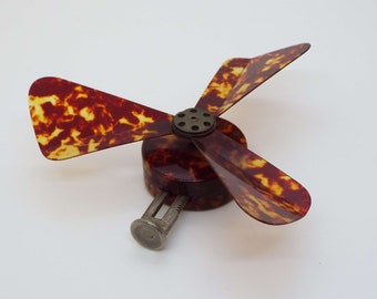 Vintage Art Deco La Brise Fan & Mirror Mechanical Hand Held Fan 1920's 1930's Fan Faux Tortoise Shell