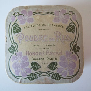 Vintage French Powder Box Poudre De Riz Honore Payan Grasse Paris Unopened 1920&#39;s Face Powder Box Scented Powder