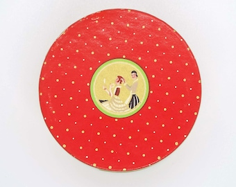 Vintage art-deco jaren 30 Richard Hudnut Three Flowers gezichtspoederdoos kap brunette ongeopend