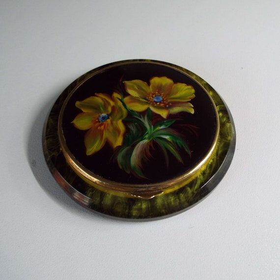 Vintage Celluloid Powder Compact Early Plastic Po… - image 6