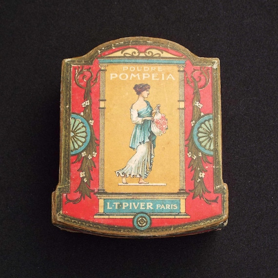 Antique LT Piver Poudre Pompeia Powder Box French Powder Box Vanity Storage