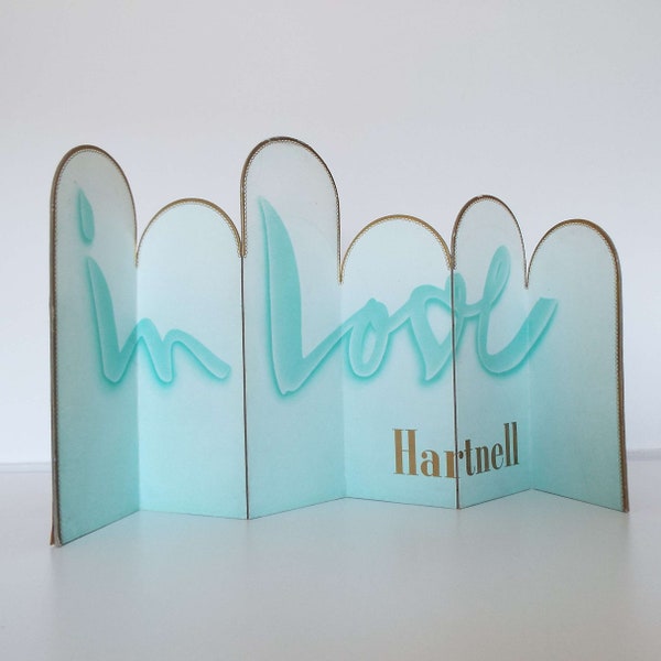 Vintage Norman Hartnell In Love Perfume Advertising Sign Shop Counter Sign Window Display