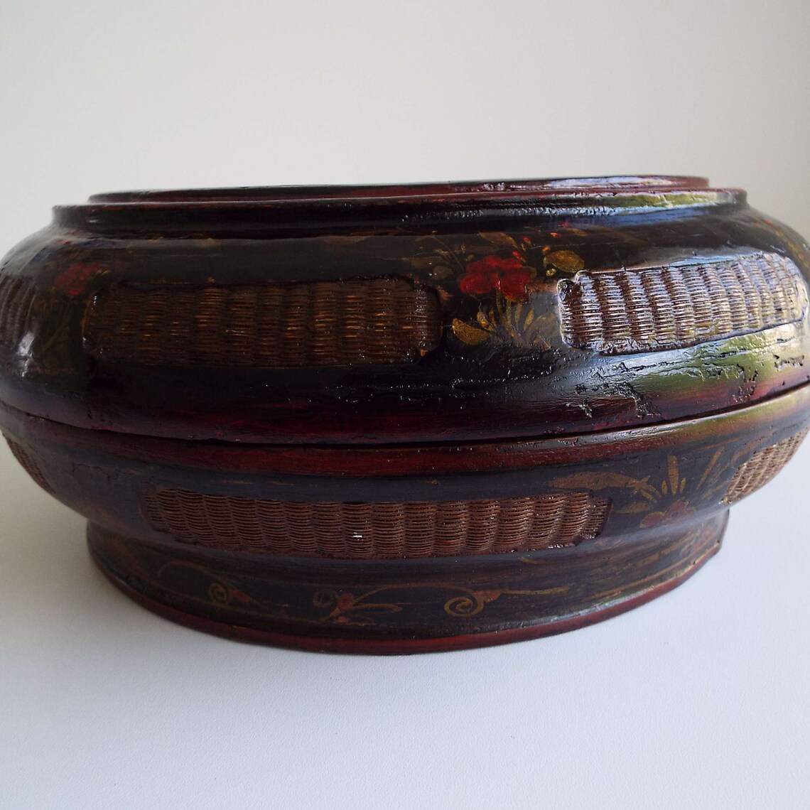 Antique Japanese Wedding Basket Lacquered Papier Mache & Woven Etsy
