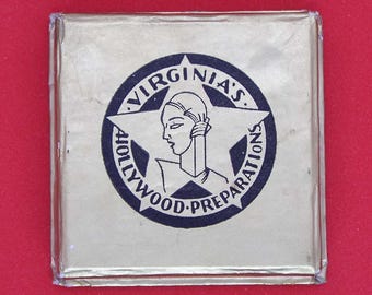 Vintage Powder Box Virginia's Hollywoodzubereitungen Gesichtspuder Ungeöffnete Art Deco 1930er 1940er Jahre Powder Box Seltene Powder Box
