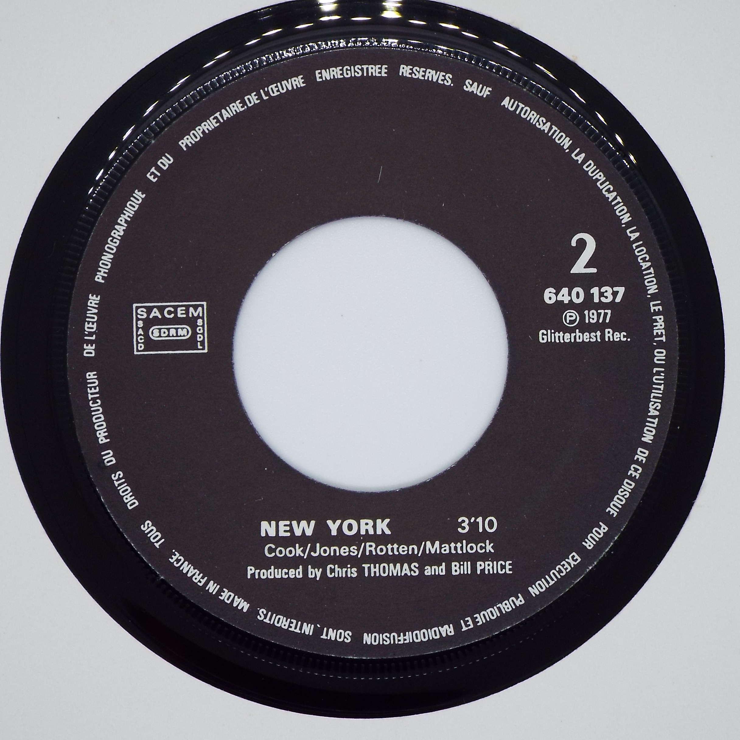 SEX PISTOLS UK盤 Submission 7インチ Sex Pistols Submission New York 7