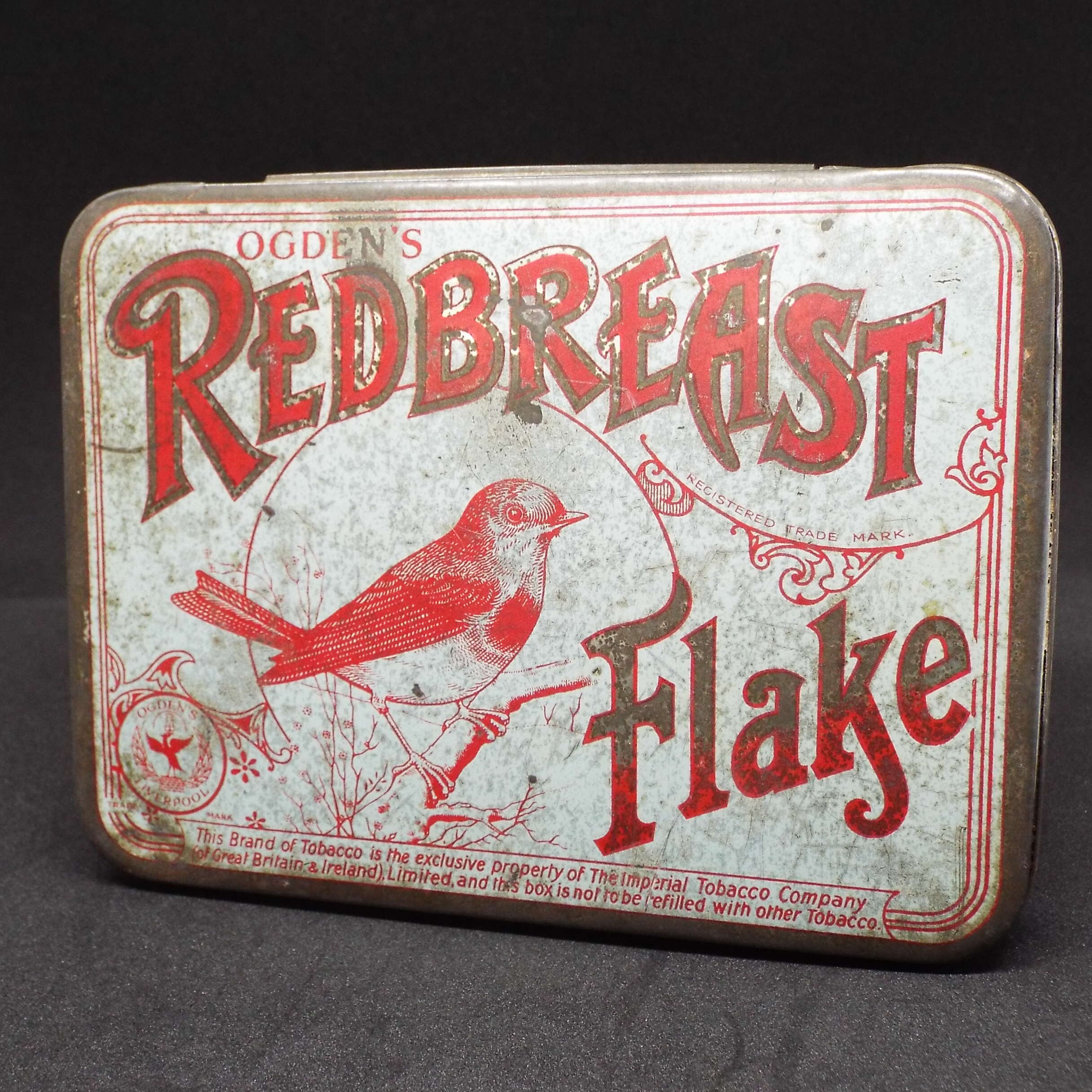 ogden's redbreast flake tobacco tin Vintage Ogden's Redbreast Flake Tobacco Tin 1ib Tin Tobacciana Smoking  Robin Imperial Tobacco Company Antique Tin Metal Box