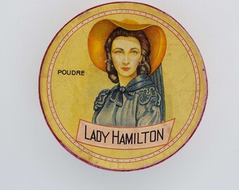 Rare Vintage Lady Hamilton Powder Box 1920's Powder Box Vanity Storage Poudre Lady Hamilton Lady Profile Decoration Egypt