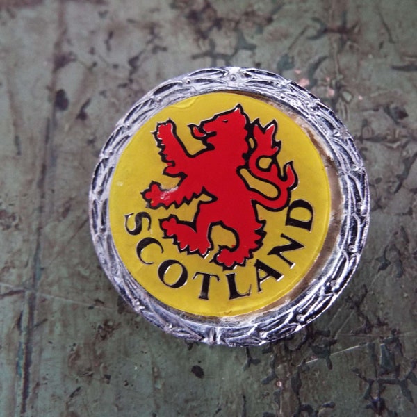 Vintage Scotland Enamel Badge Pin Scottish Pin Lion Rampant Souvenir Badge