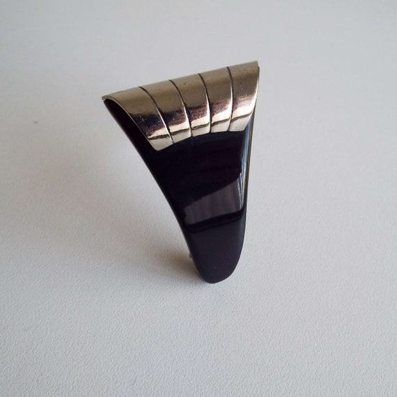 Vintage Art Deco Bakelite & Chrome Dress Clip Swe… - image 7