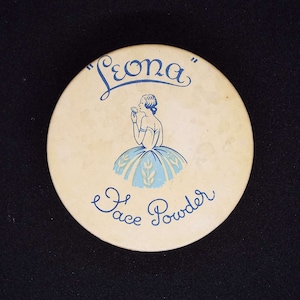 Rare Vintage Leona Face Powder Box Unopened Vanity Storage Art Deco Make-Up Cosmetics Lady Image